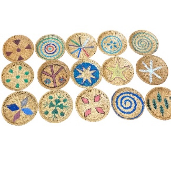 Boho Bohemian Wall Decor Wicker Plates 9.75" Diameter each Set of 3 - Picture 2 of 10